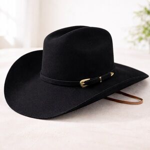 Black Western Felt Hat Size S 6 7/8 (55cm) Texano Style
